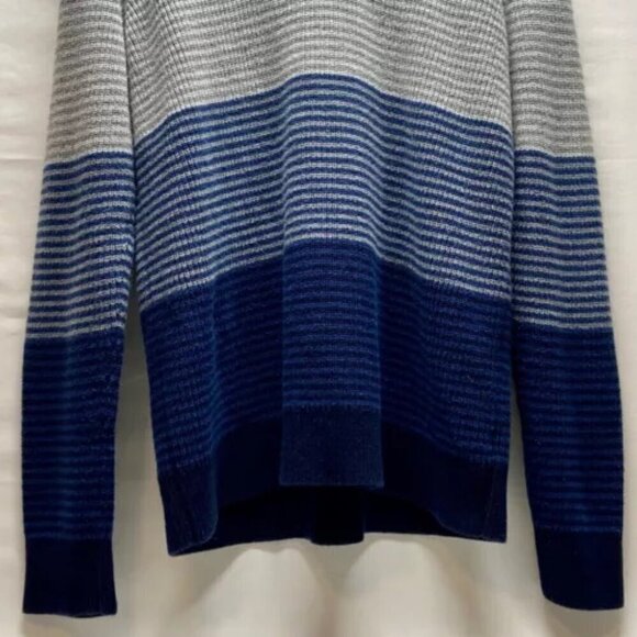 Express Shawl Neck Sweater Men’s XL Gray Navy Stripes Cotton Blend Pullover EUC - Picture 3 of 10